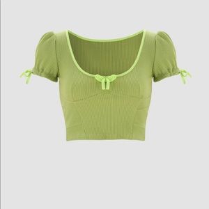 green apple bow top🍏💚